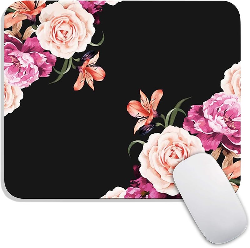 Armanza Square Mouse Pad Pretty Peony Flower, Personalized Premium-Textured Custom Mouse Mat Design, Washable Mousepad Cloth, Non-Slip Rubber Base Computer Mouse Pads for Wireless Mouse - Image 1
